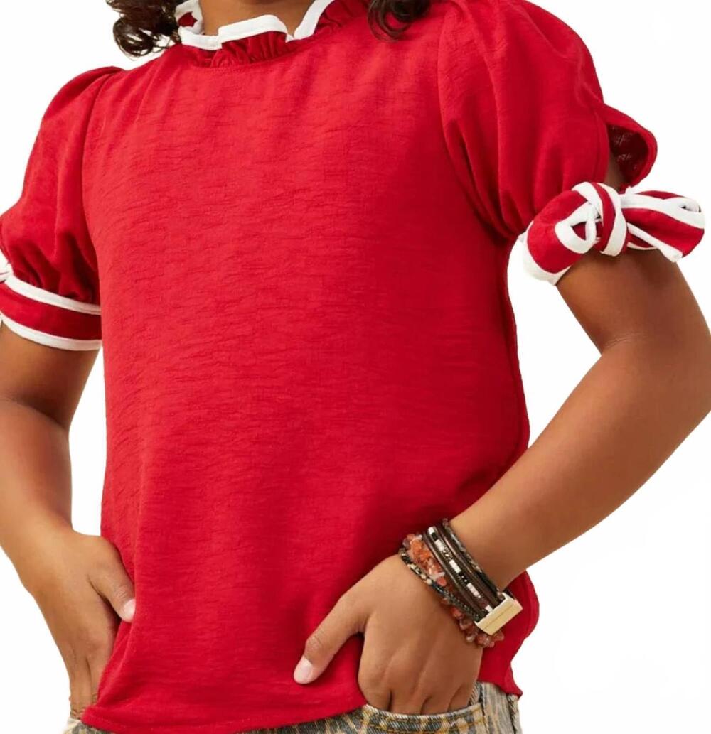 NEW HAYDEN LA girls tie sleeve blouse in red